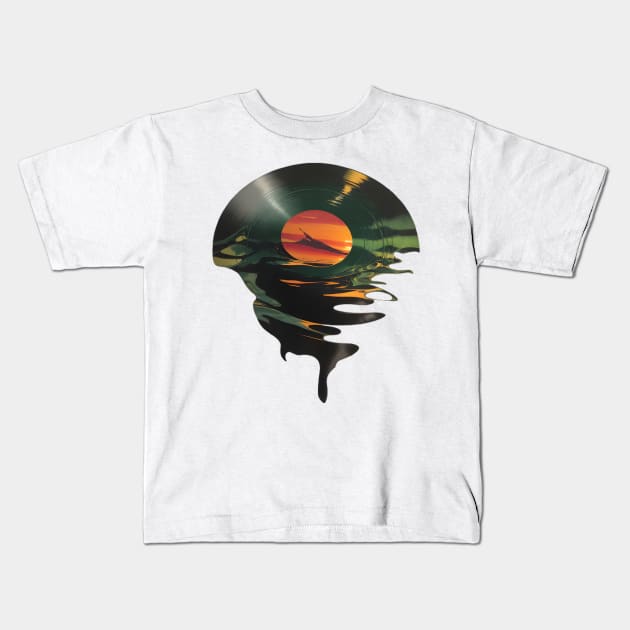 Cool Vinyl Lp Music Record Sunset Kids T-Shirt by VisionDesigner